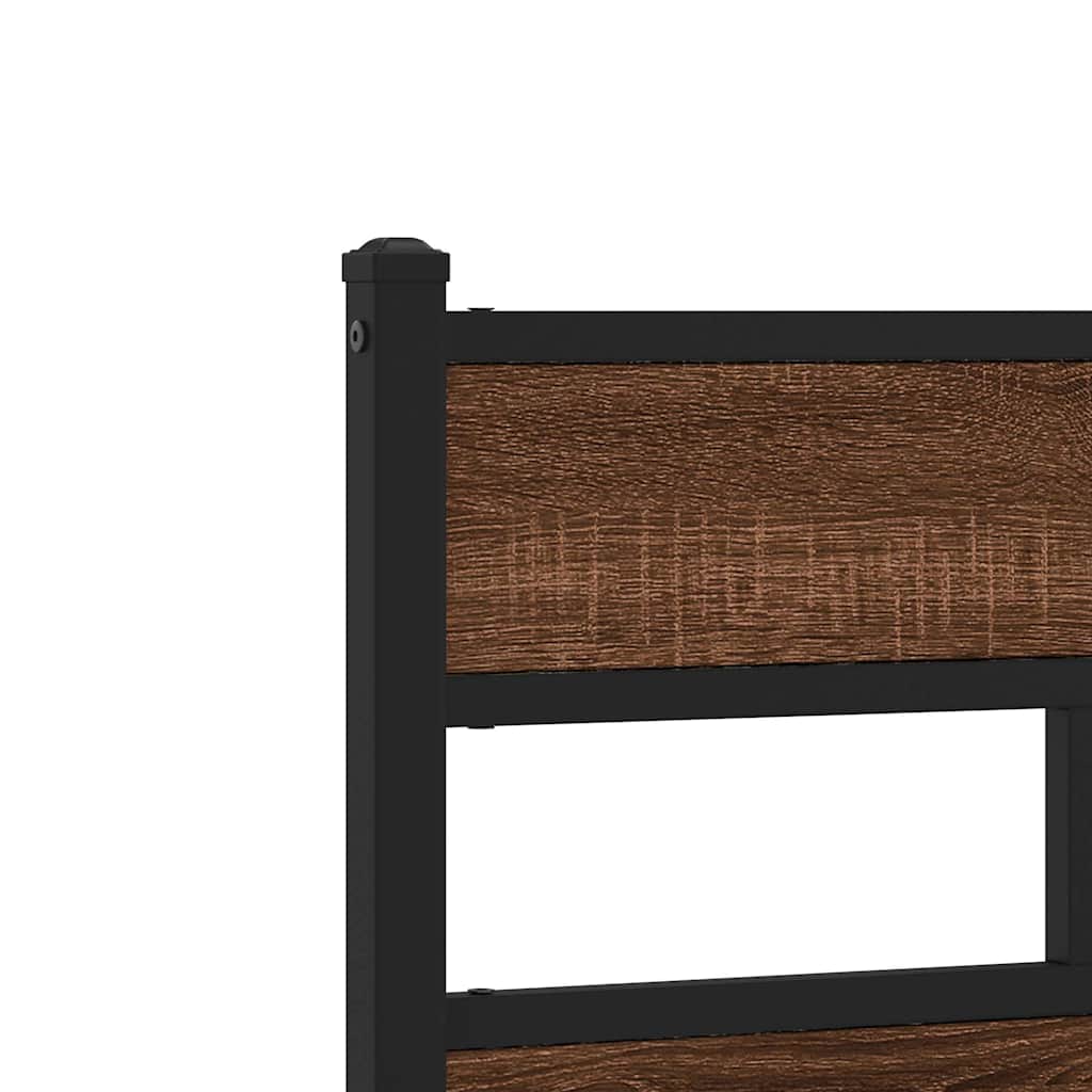 Metal Bed Frame without Mattress Brown Oak 160x200 cm