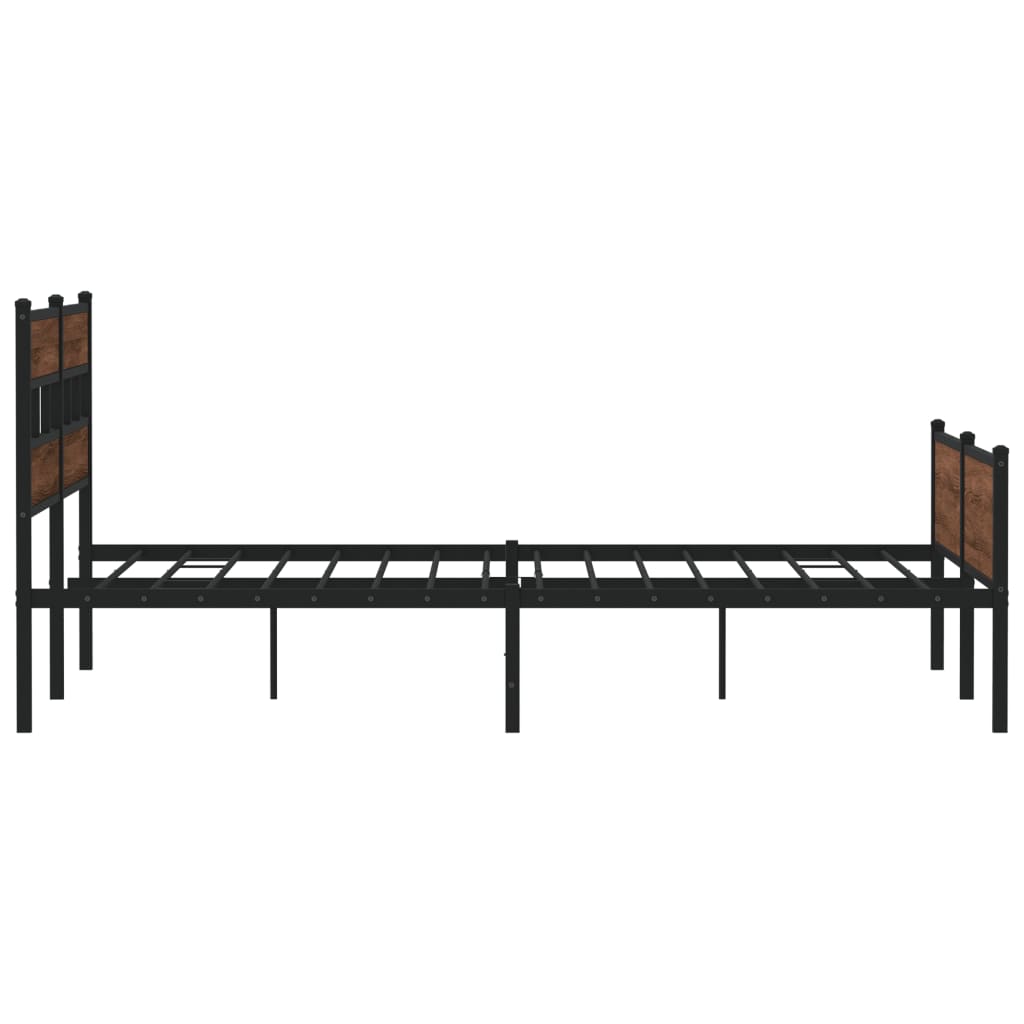 Metal Bed Frame without Mattress Brown Oak 200x200 cm