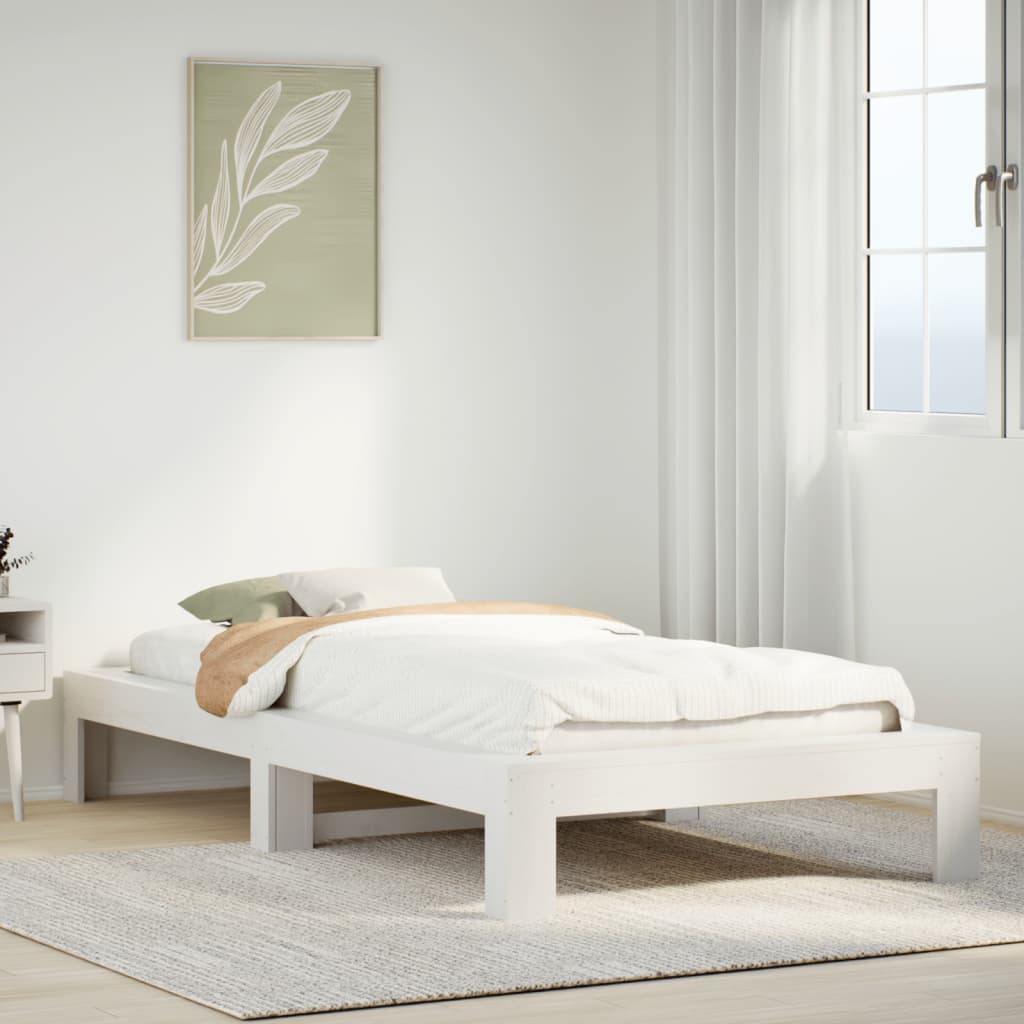 Bed Frame without Mattress White 100x200 cm Solid Wood Pine