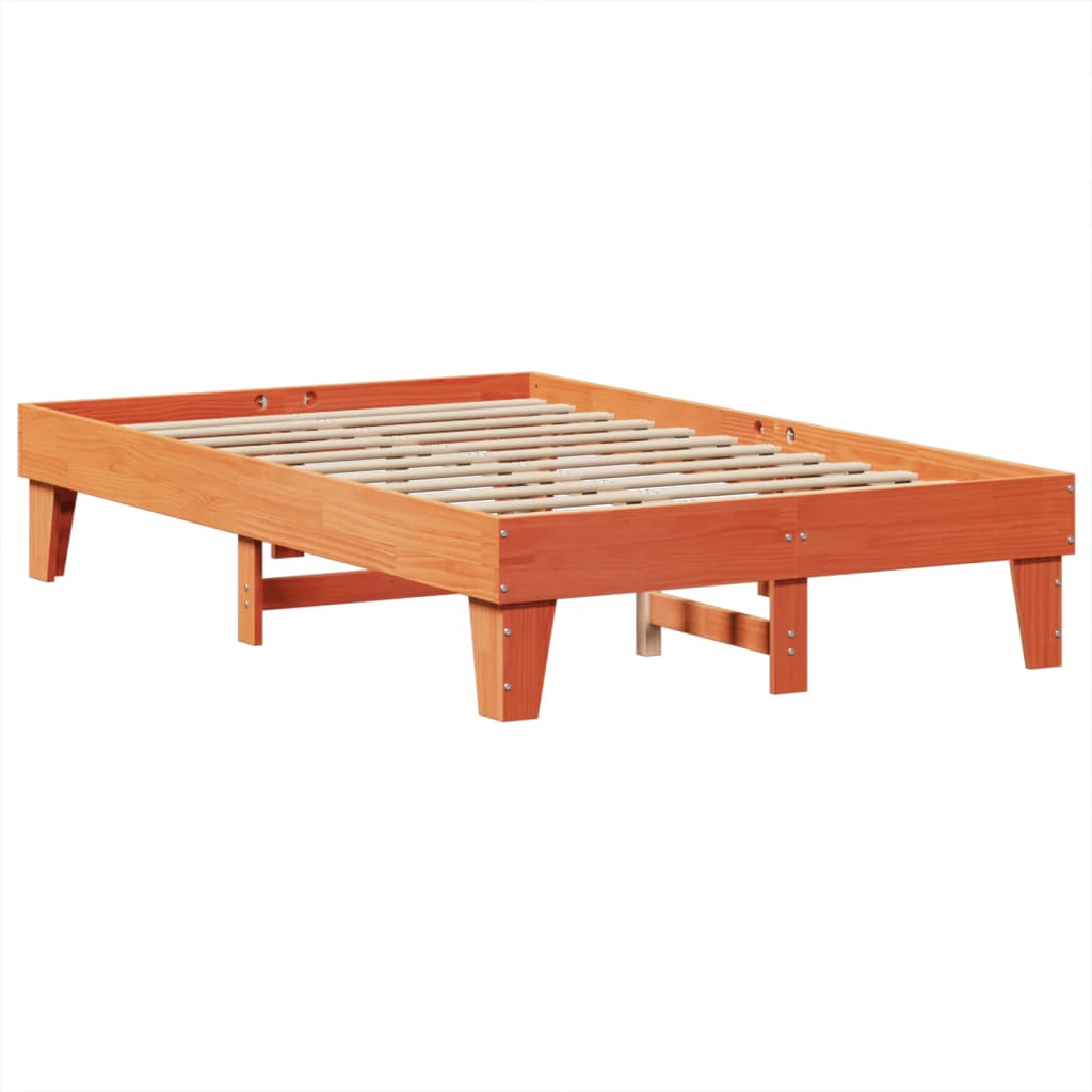 Bed Frame without Mattress Wax Brown 135x190 cm Double Solid Wood Pine