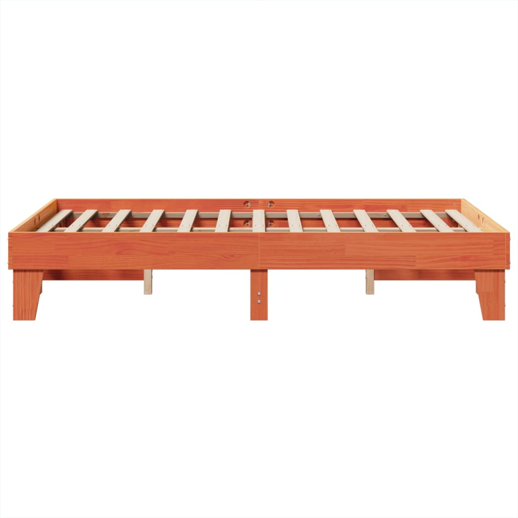 Bed Frame without Mattress Wax Brown 135x190 cm Double Solid Wood Pine