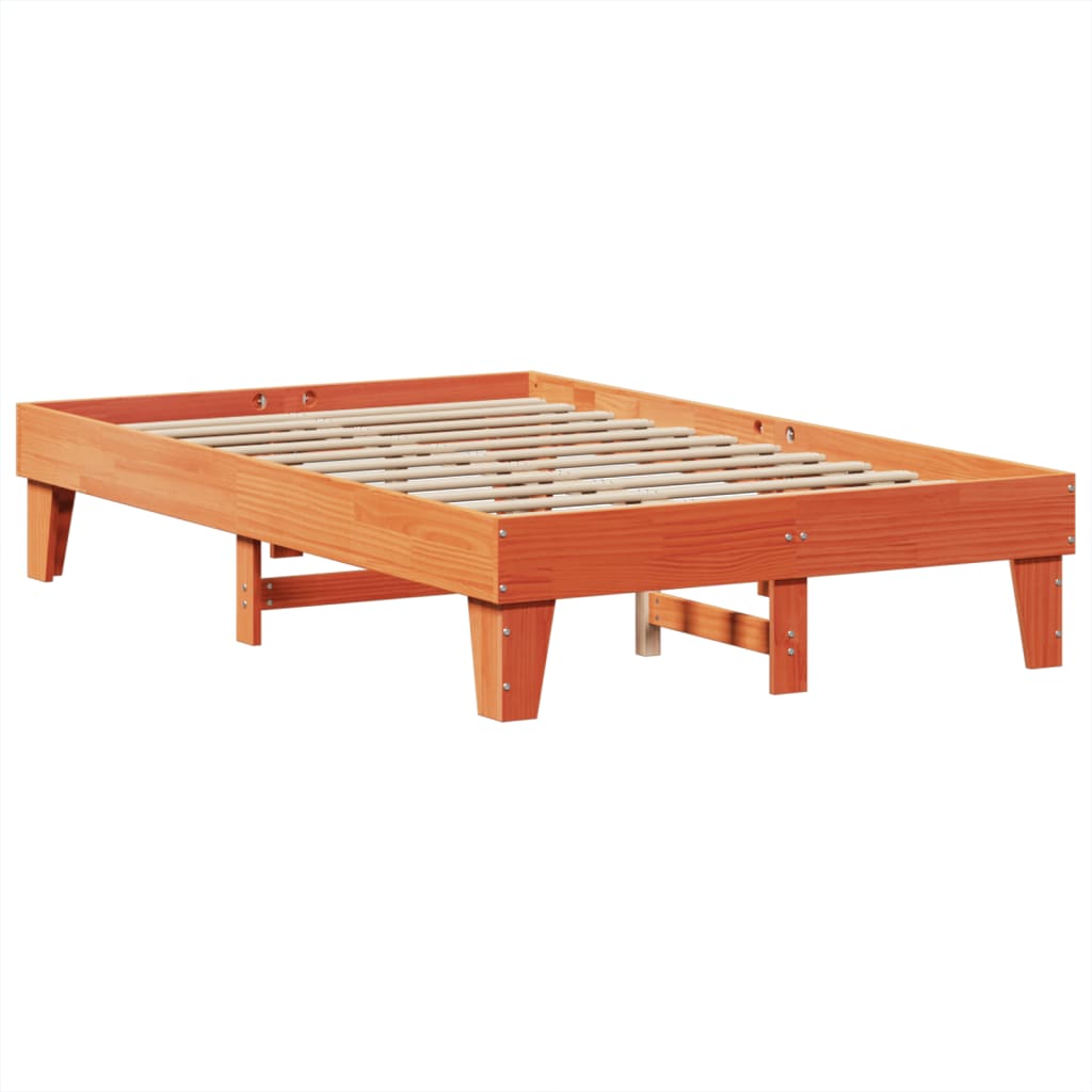 Bed Frame without Mattress Wax Brown 135x190 cm Double Solid Wood Pine