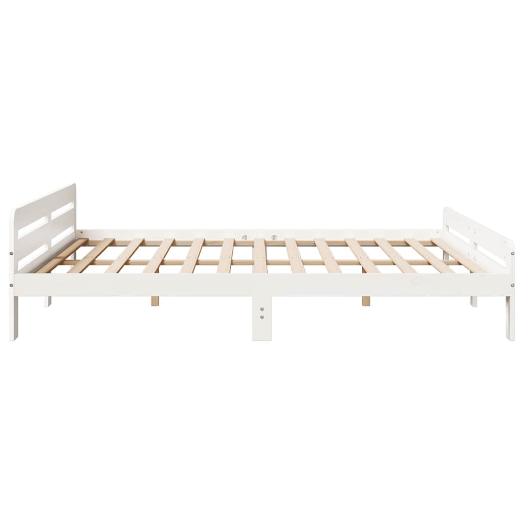 Bed Frame without Mattress White 180x200 cm Super King Size Solid Wood Pine