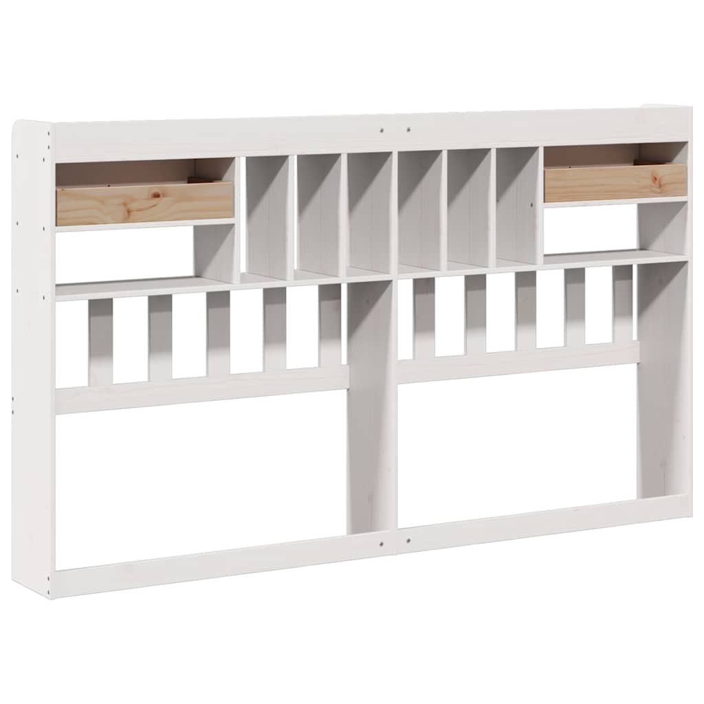 Headboard with Storage White 180 cm Solid Wood Pine