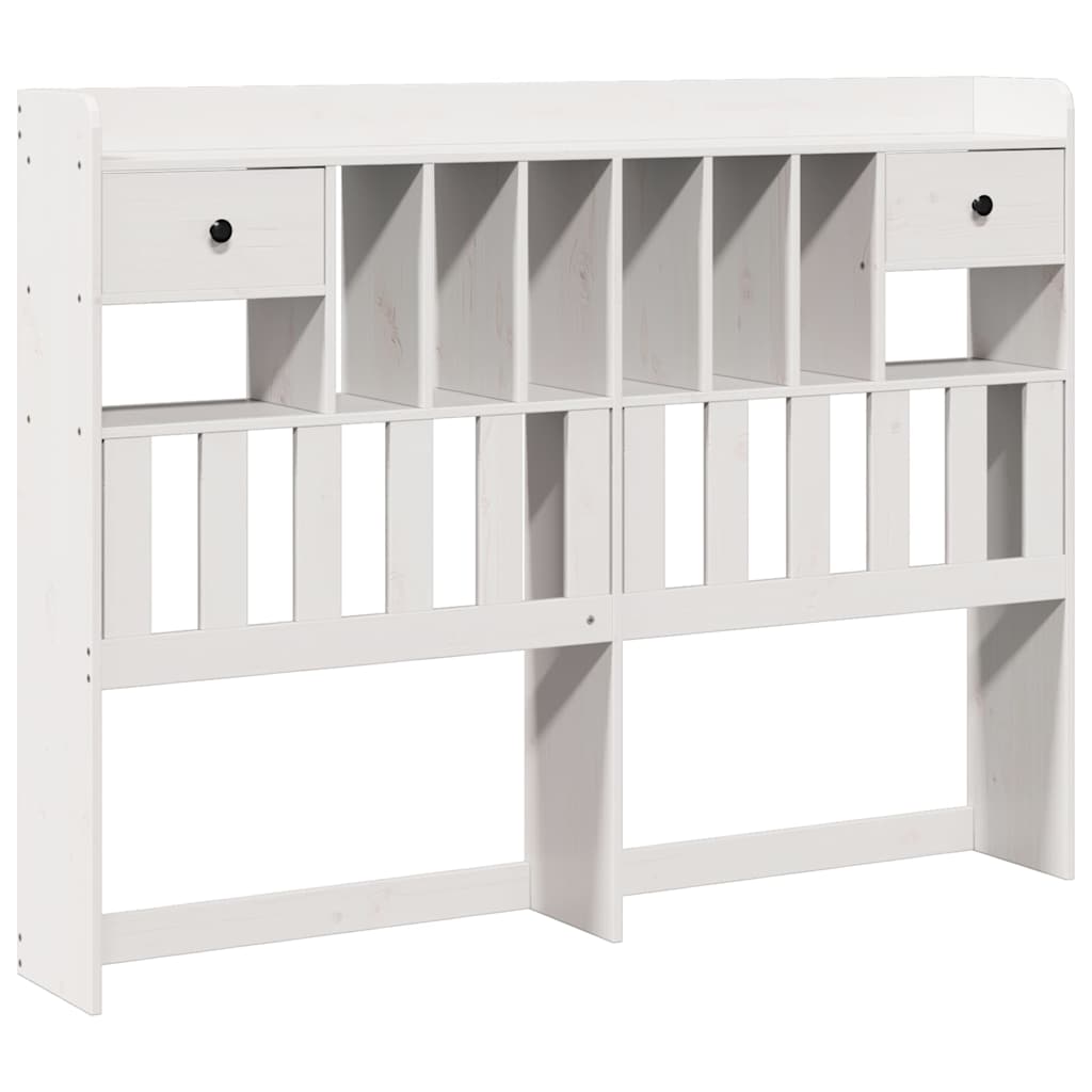 Headboard with Storage White 160 cm Solid Wood Pine