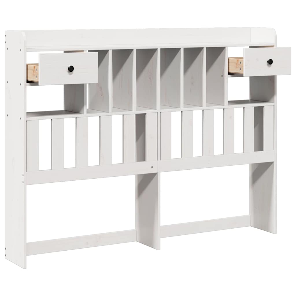 Headboard with Storage White 160 cm Solid Wood Pine
