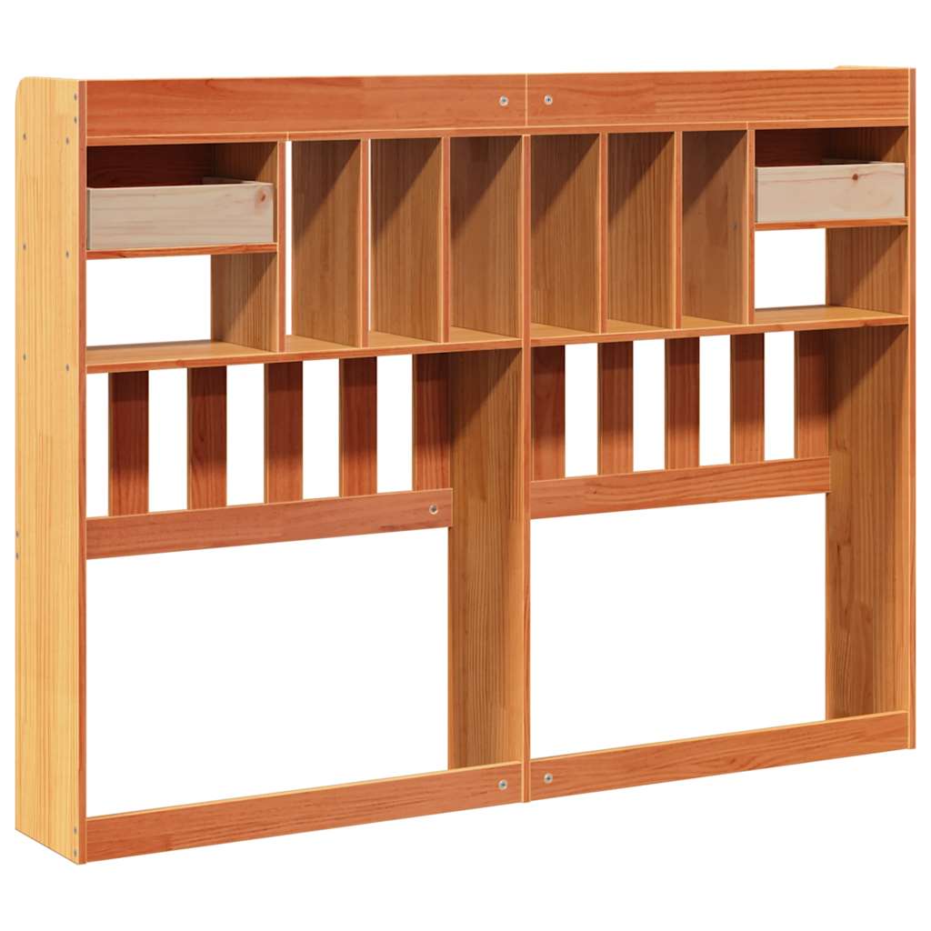 Headboard with Storage Wax Brown 160 cm Solid Wood Pine