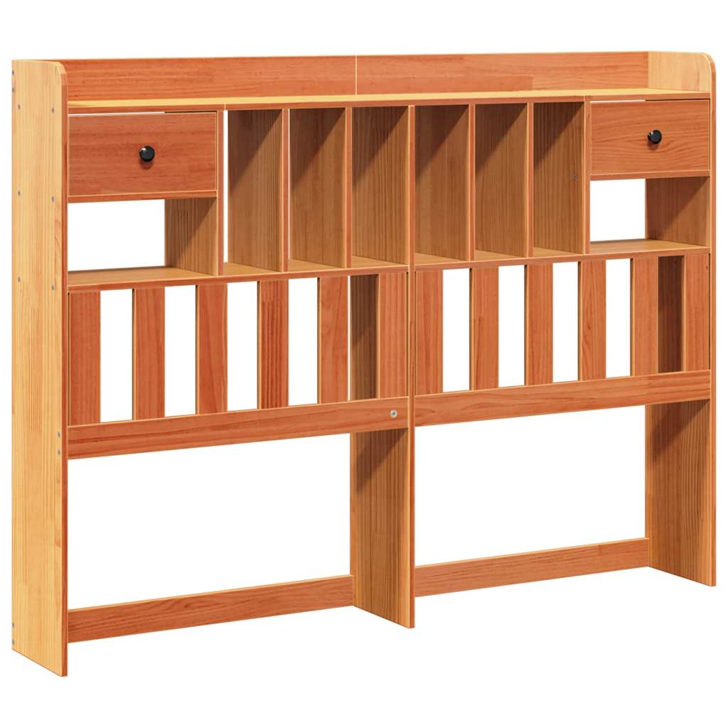 Headboard with Storage Wax Brown 150 cm Solid Wood Pine
