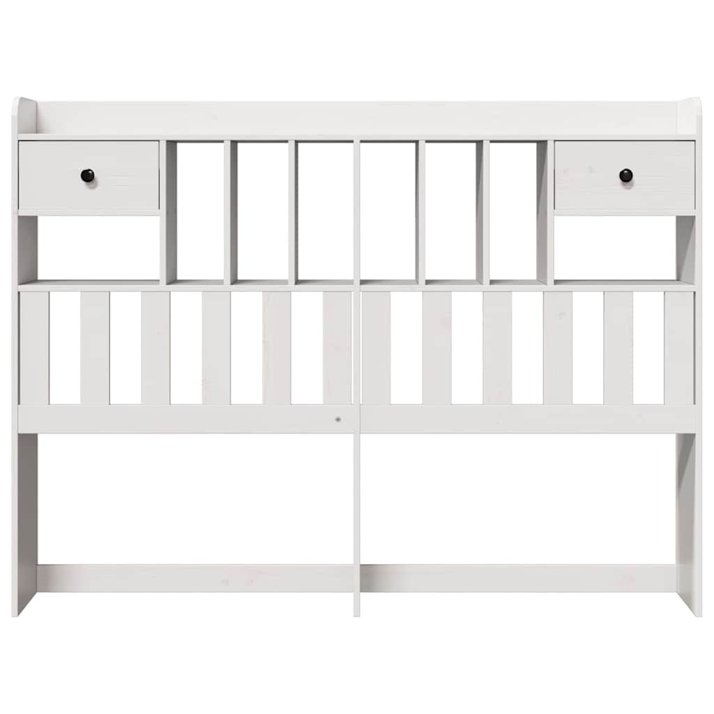 Headboard with Storage White 140 cm Solid Wood Pine