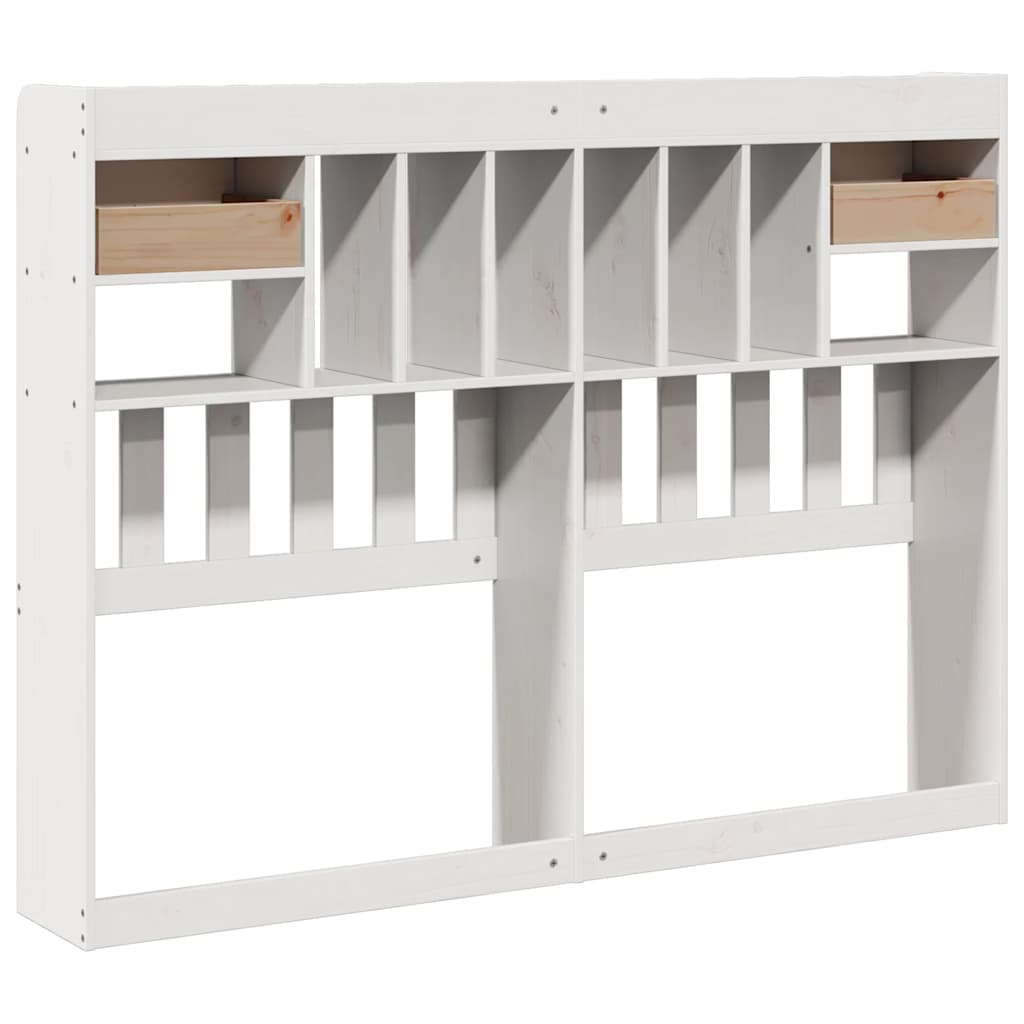Headboard with Storage White 140 cm Solid Wood Pine