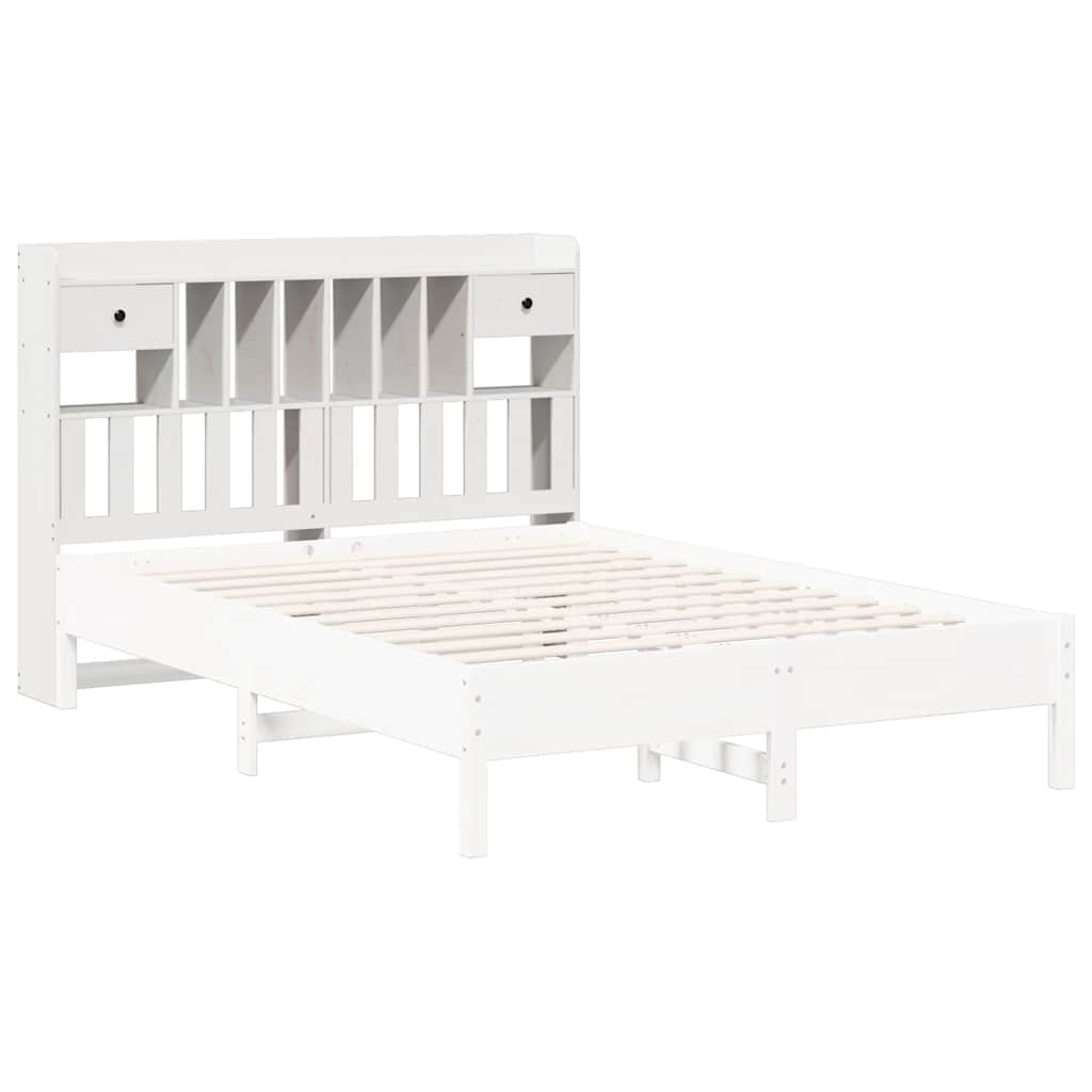 Headboard with Storage White 140 cm Solid Wood Pine
