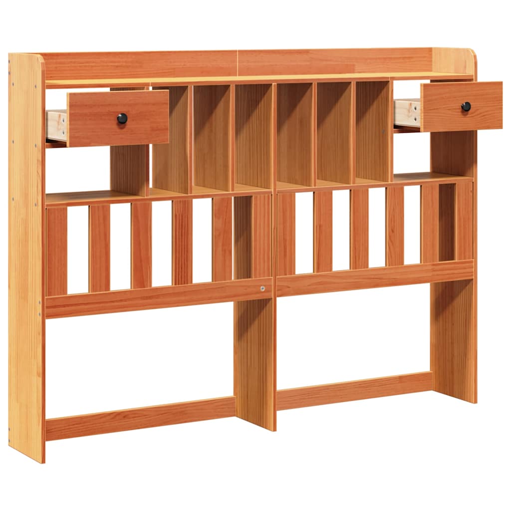 Headboard with Storage Wax Brown 140 cm Solid Wood Pine