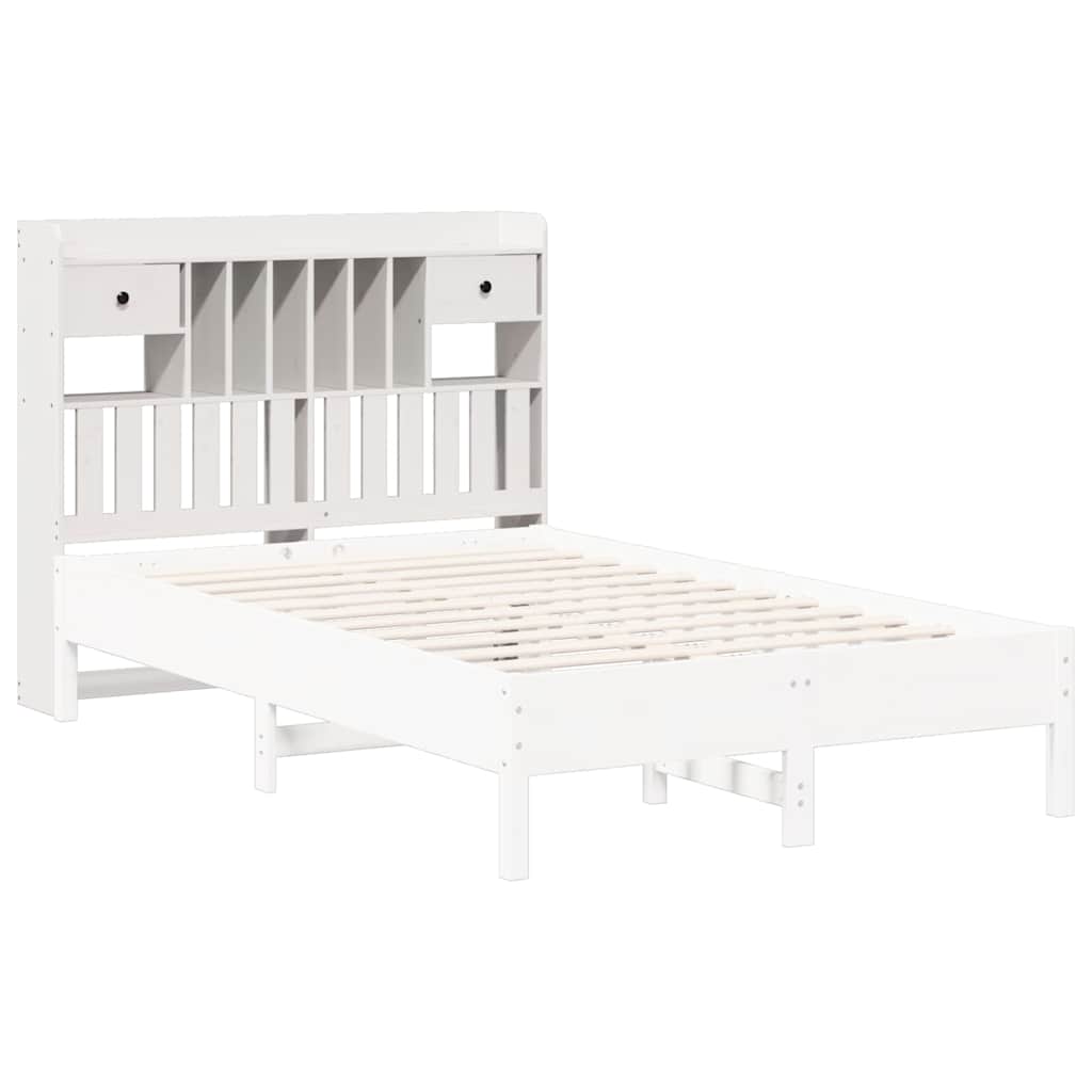 Headboard with Storage White 135 cm Solid Wood Pine