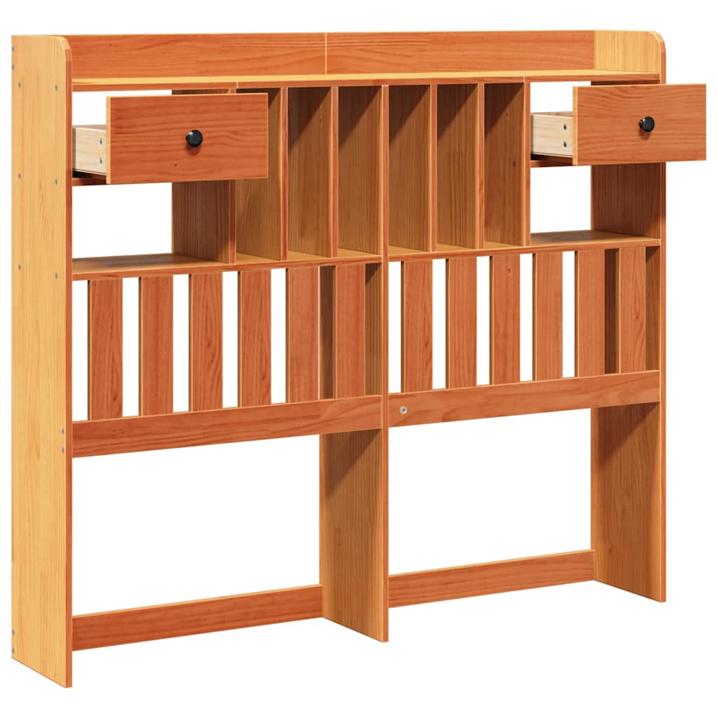 Headboard with Storage Wax Brown 135 cm Solid Wood Pine