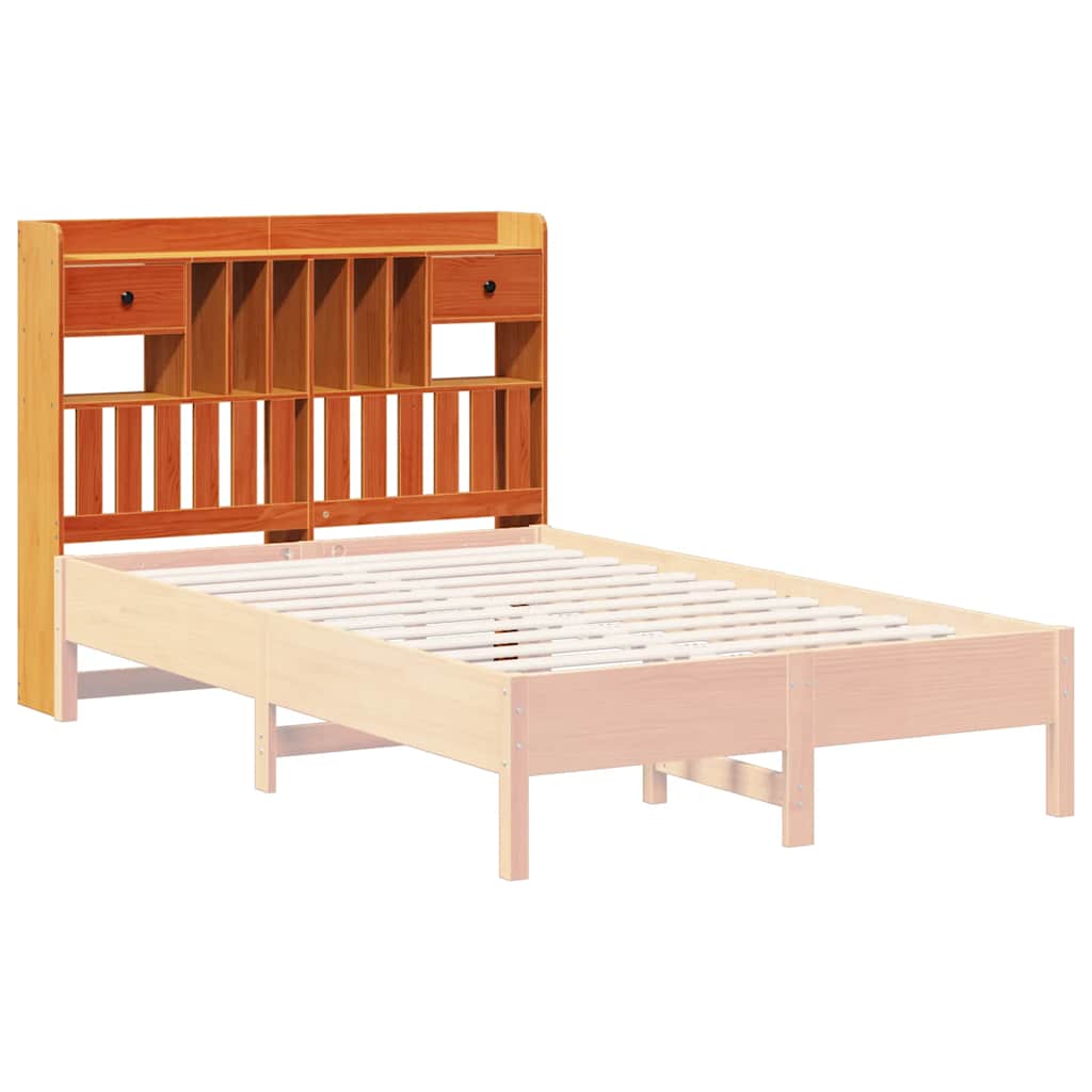 Headboard with Storage Wax Brown 135 cm Solid Wood Pine