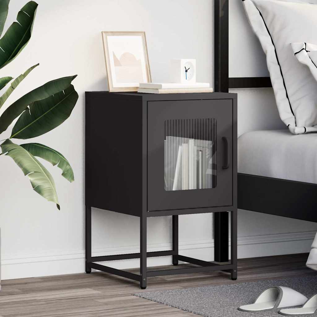 vidaXL Bedside Cabinet Black 36x39x60.5 cm Cold-rolled Steel