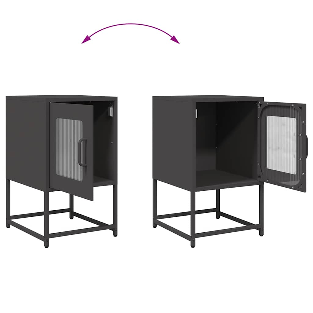 vidaXL Bedside Cabinet Black 36x39x60.5 cm Cold-rolled Steel
