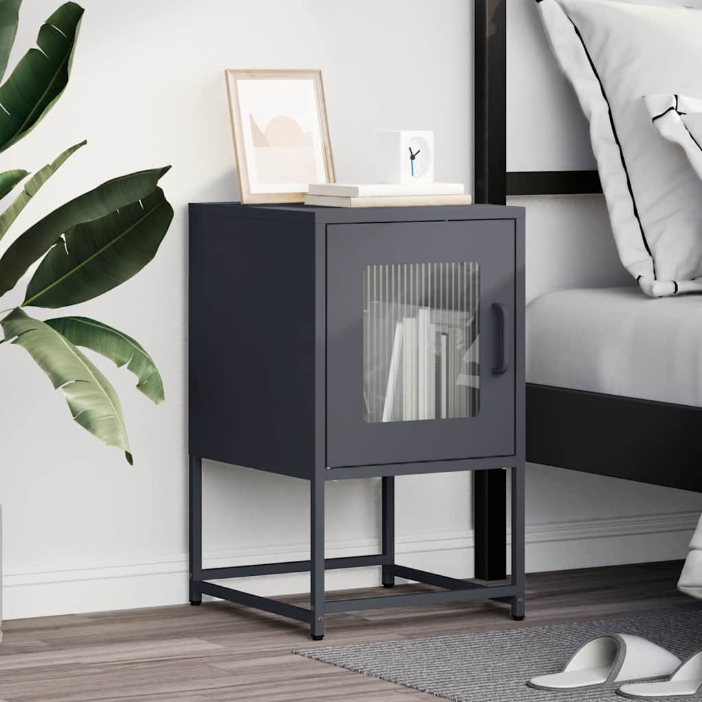 vidaXL Bedside Cabinet Anthracite 36x39x60.5 cm Cold-rolled Steel