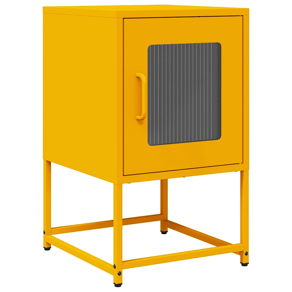 vidaXL Bedside Cabinet Mustard Yellow 36x39x60.5 cm Cold-rolled Steel