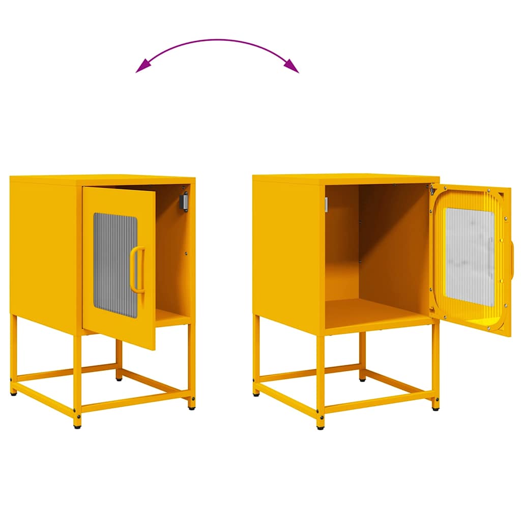 vidaXL Bedside Cabinet Mustard Yellow 36x39x60.5 cm Cold-rolled Steel