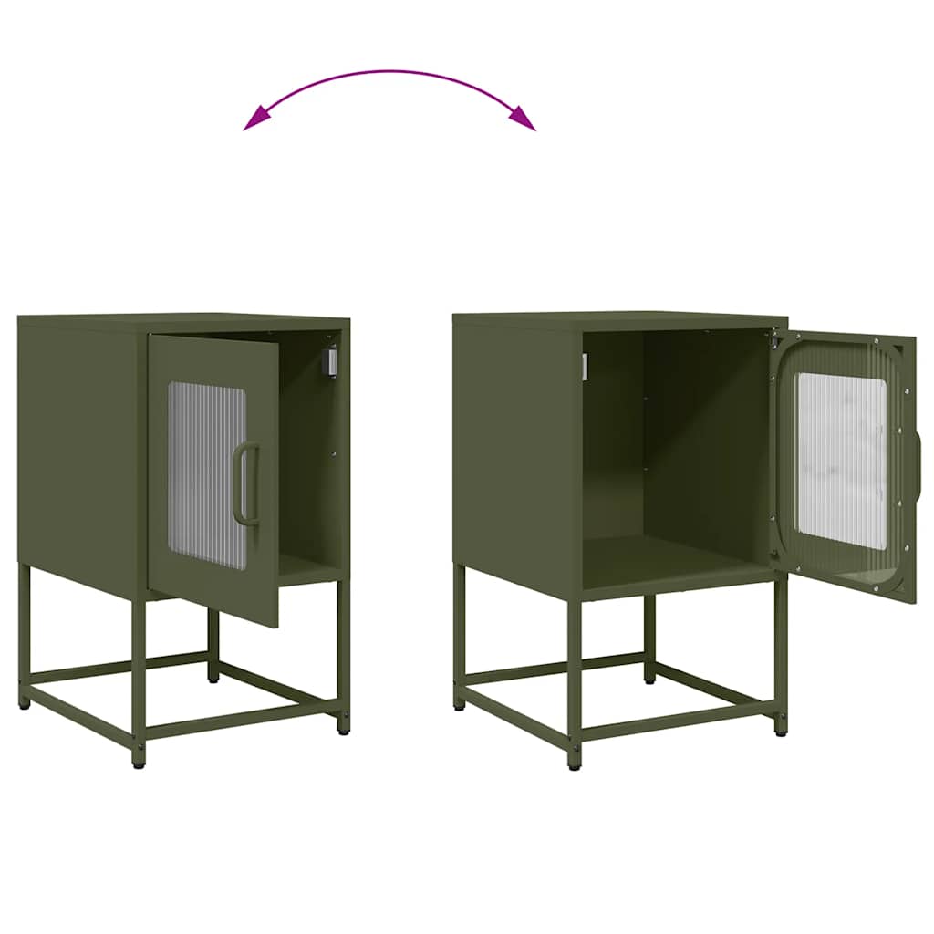 vidaXL Bedside Cabinet Olive Green 36x39x60.5 cm Cold-rolled Steel