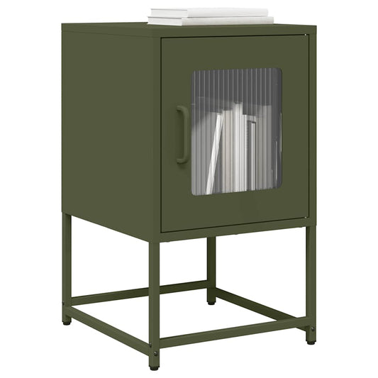 vidaXL Bedside Cabinet Olive Green 36x39x60.5 cm Cold-rolled Steel