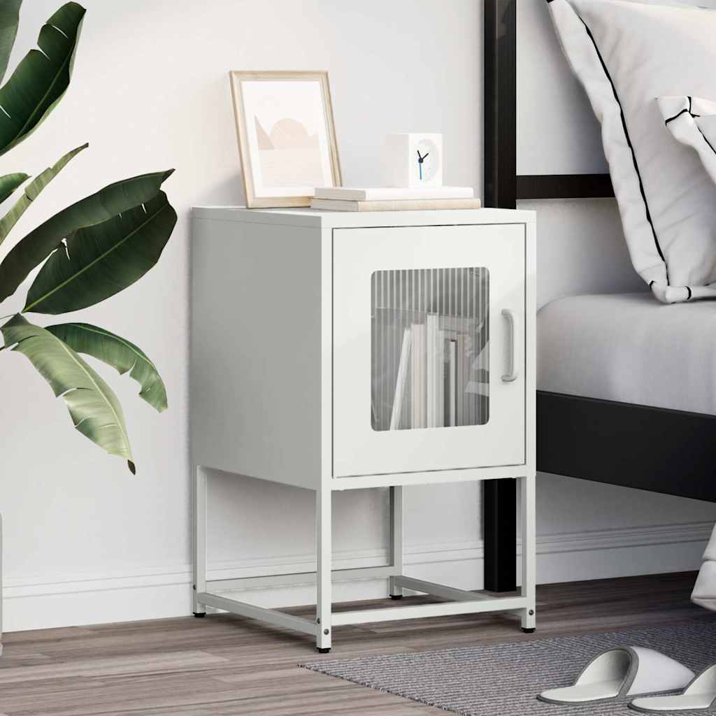 vidaXL Bedside Cabinet White 36x39x60.5 cm Cold-rolled Steel