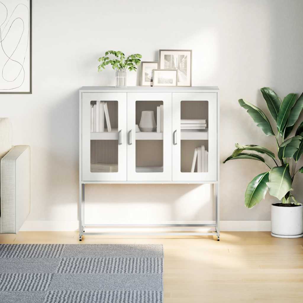Sideboard White 100.5x39x107 cm Cold-rolled Steel