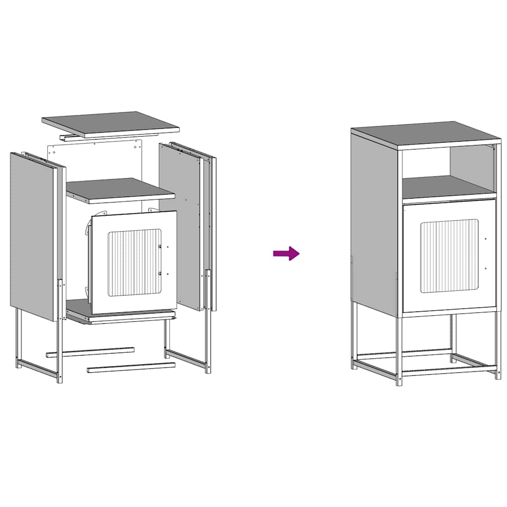 Bedside Cabinet Anthracite 36x39x78 cm Cold-rolled Steel