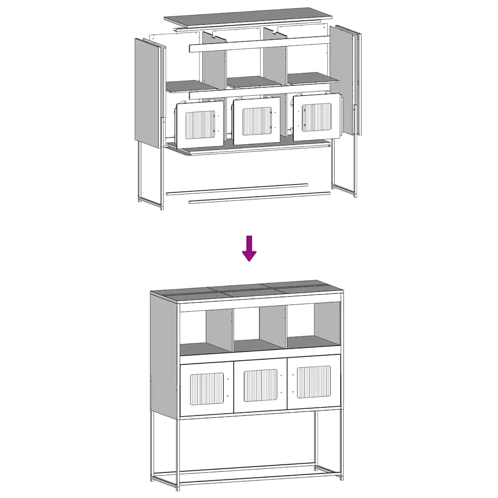 Sideboard White 100,5x39x107 cm Cold-rolled Steel