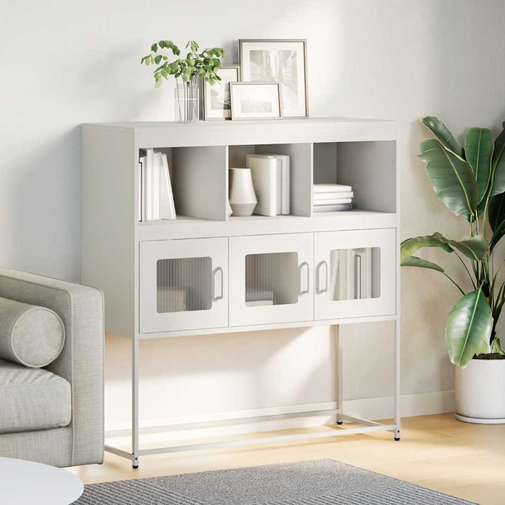 Sideboard White 100,5x39x107 cm Cold-rolled Steel