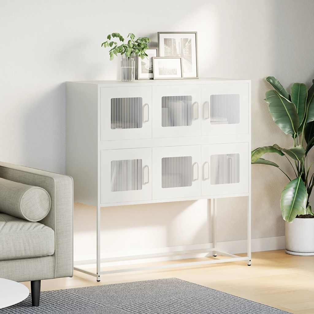 Sideboard White 100,5x39x107 cm Cold-rolled Steel
