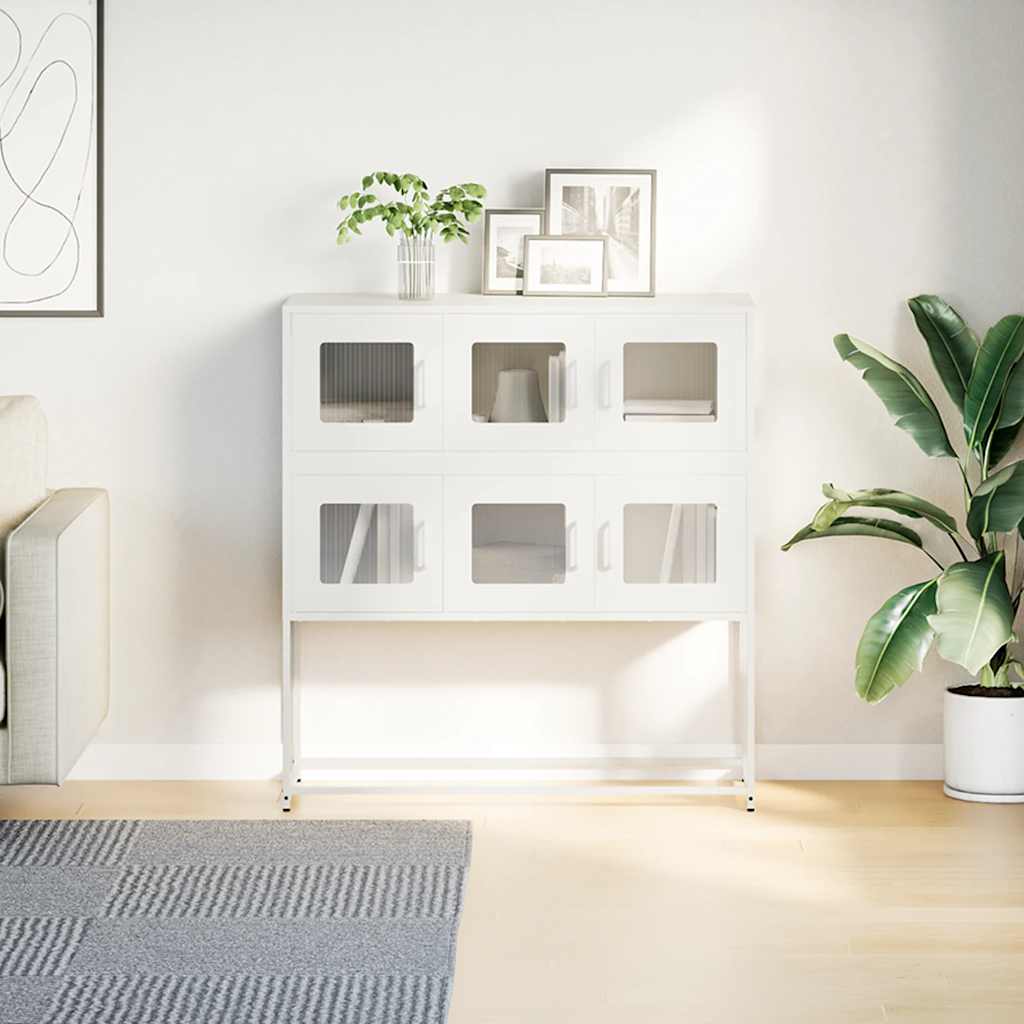 Sideboard White 100,5x39x107 cm Cold-rolled Steel