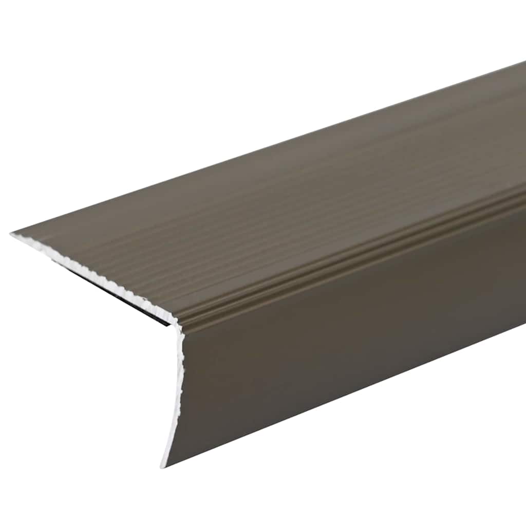 Stair Nosings 10 pcs Brown 67 x 3.5 x 3 cm Aluminium