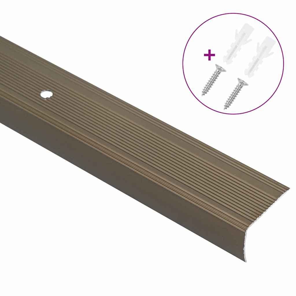 Stair Nosings 30 pcs Brown 67 x 3.5 x 3 cm Aluminium