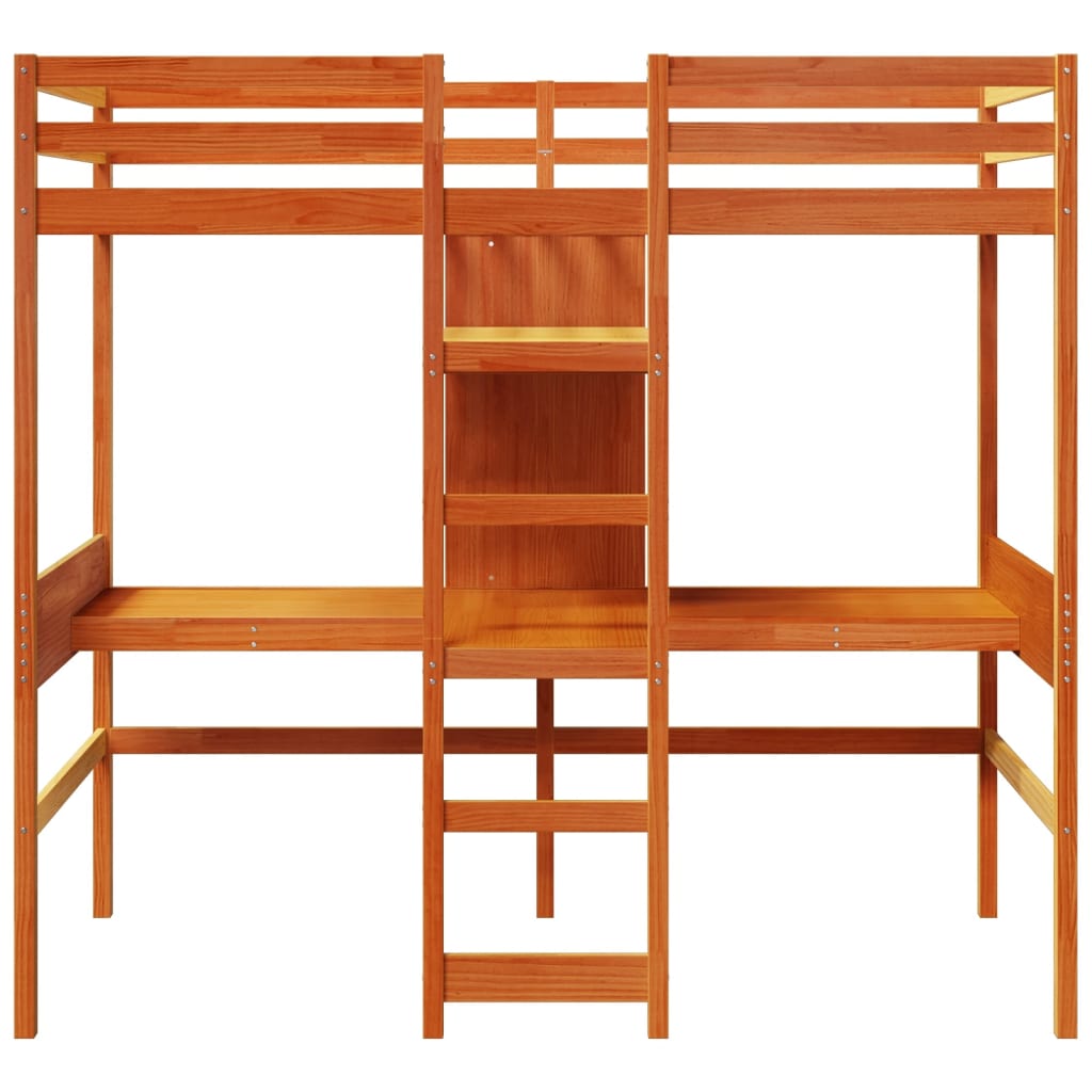 Loft Bed Frame without Mattress Wax Brown 80x200cm Solid Wood Pine