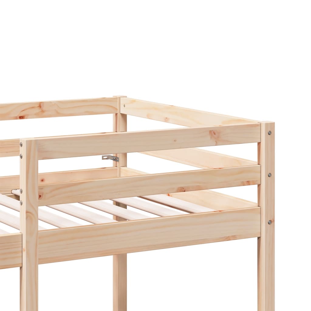 Loft Bed Frame with Desk and Chairs 90x200cm Solid Wood Pine