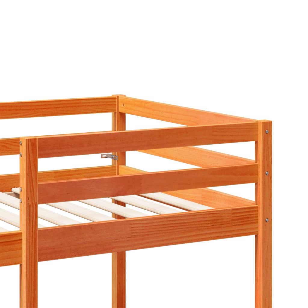 Loft Bed Frame with Desk and Chairs Wax Brown 90x190cm Solid Wood Pine