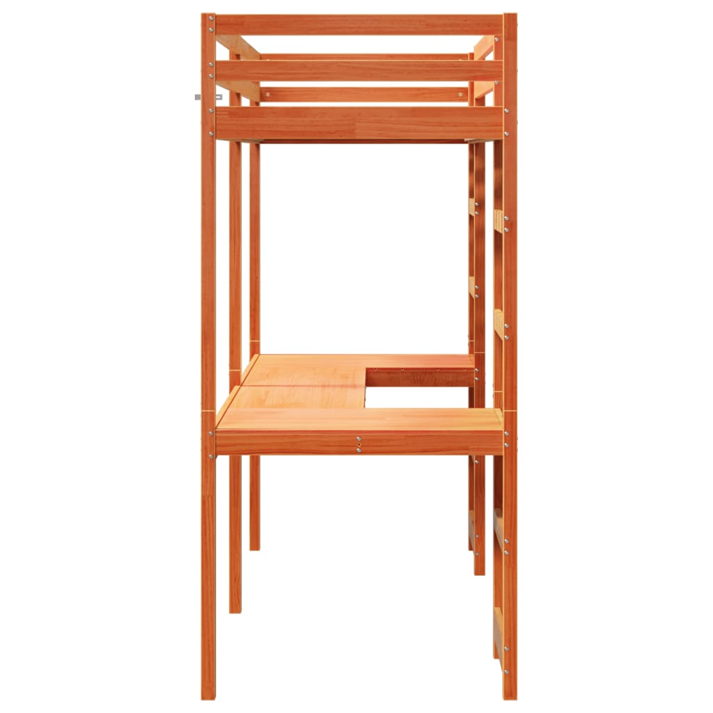 Loft Bed Frame without Mattress Wax Brown 80x200 cm Solid Wood Pine