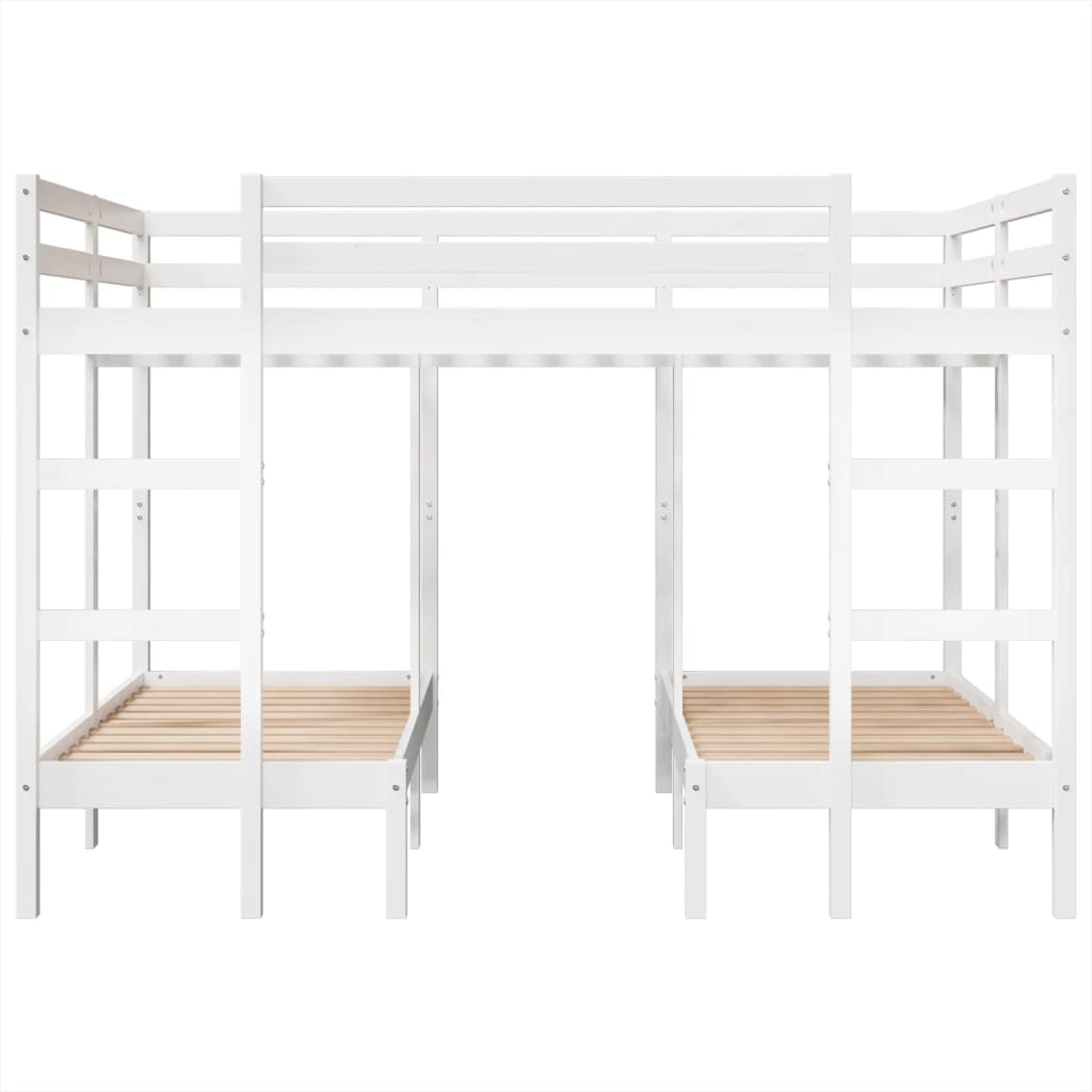 vidaXL Triple Bunk Bed Frame White 140x200/70x140 cm Solid Wood Pine