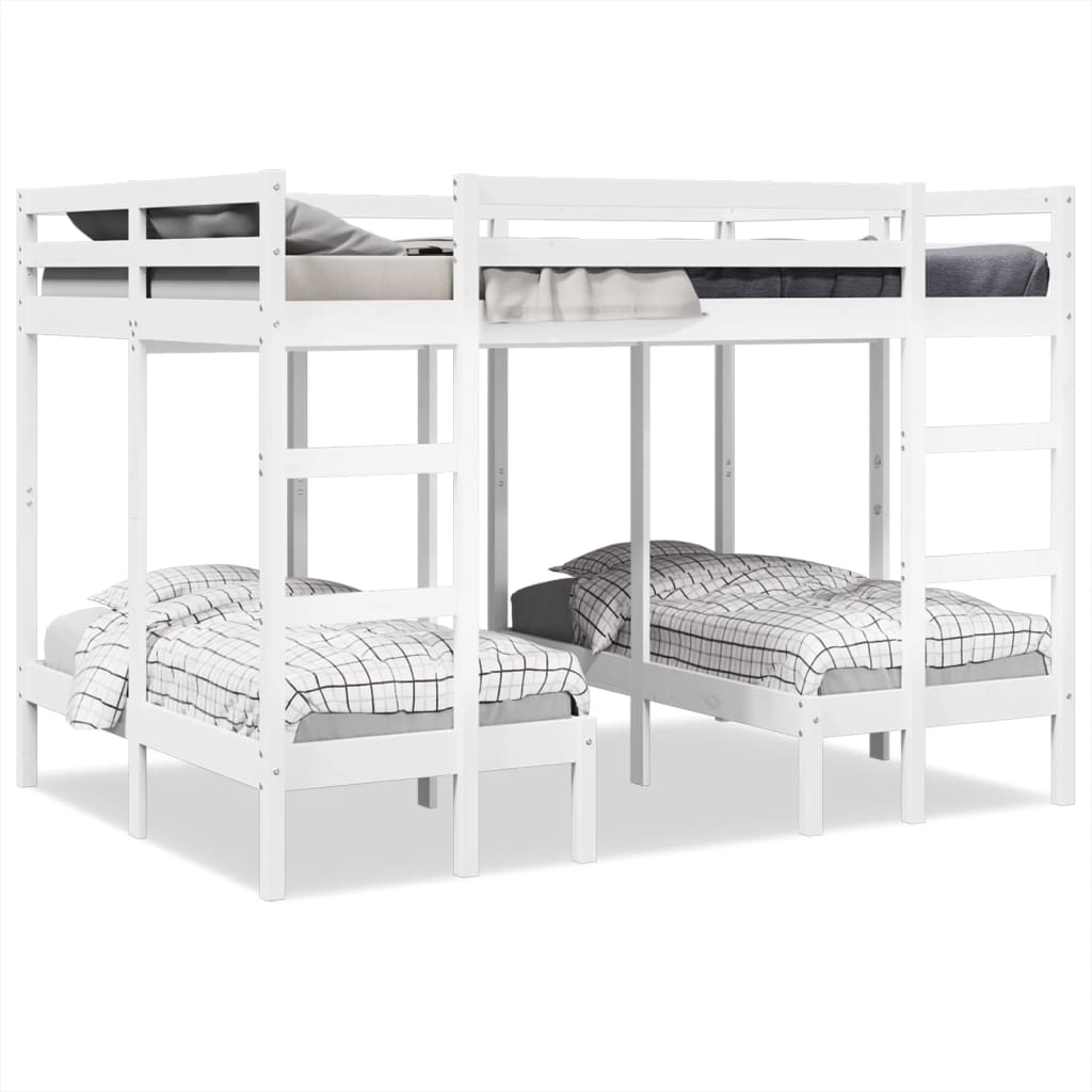 vidaXL Triple Bunk Bed Frame White 140x200/70x140 cm Solid Wood Pine