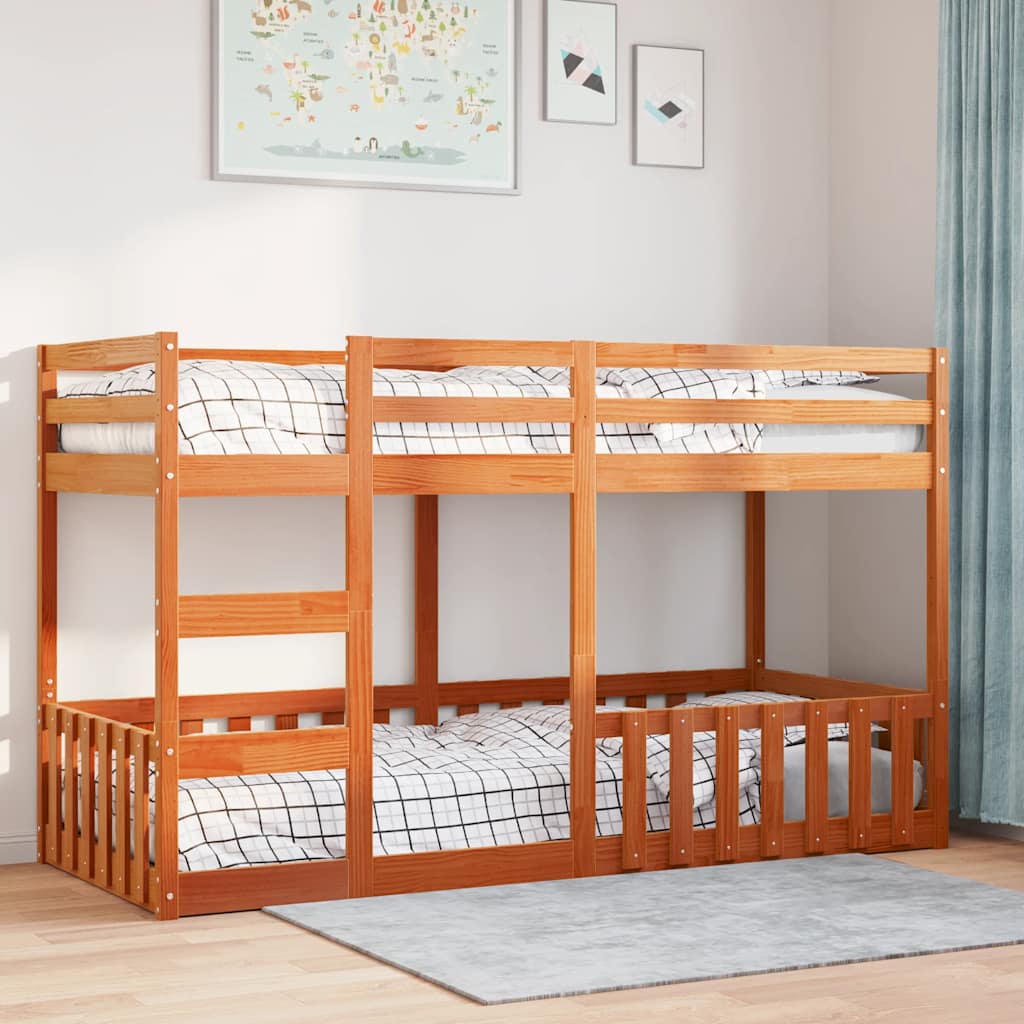 Bunk Bed Wax Brown 90x200 cm Solid Wood Pine