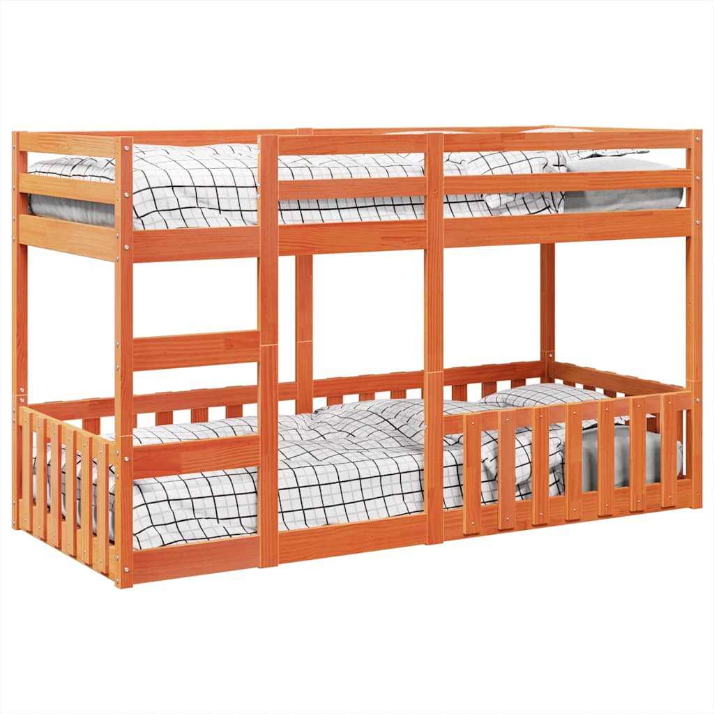 Bunk Bed Wax Brown 90x200 cm Solid Wood Pine