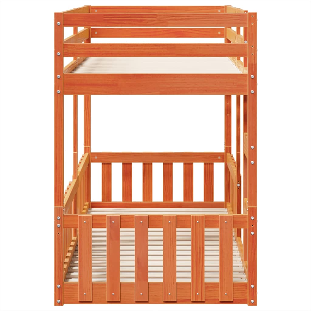 Bunk Bed Wax Brown 90x200 cm Solid Wood Pine