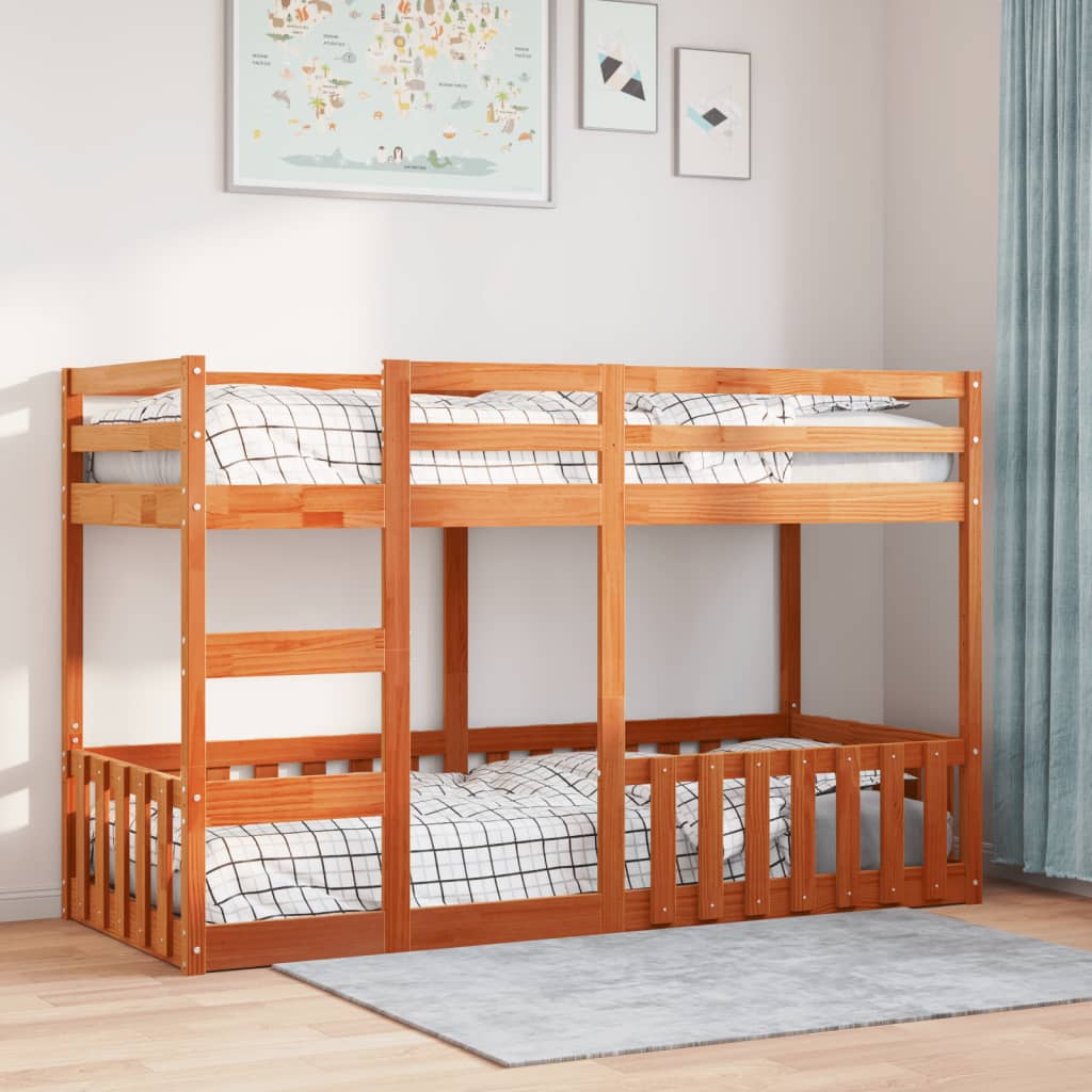 Bunk Bed Wax Brown 75x190 cm Solid Wood Pine