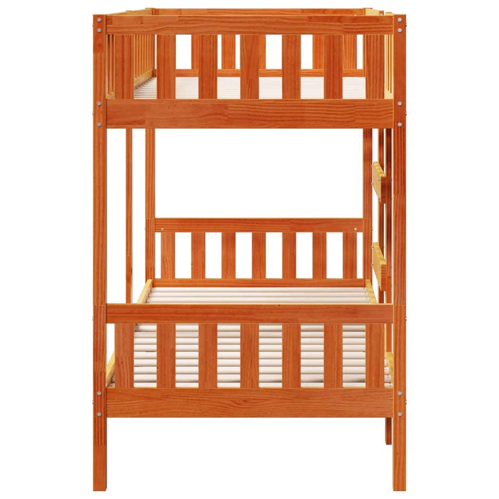 Bunk Bed Wax Brown 90x190 cm Solid Wood Pine