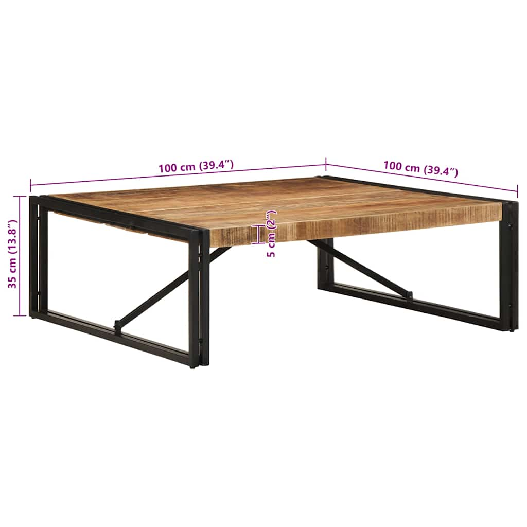 vidaXL Coffee Table 100x100x35 cm Solid Rough Wood Mango