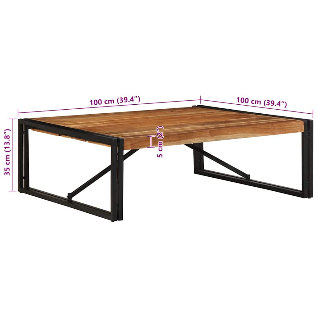 vidaXL Coffee Table 100x100x35 cm Solid Wood Acacia