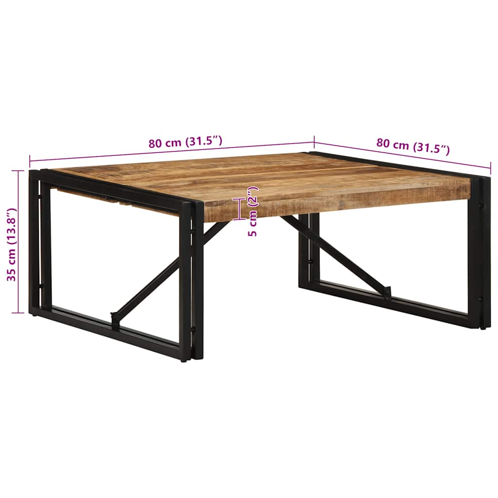 vidaXL Coffee Table 80x80x35 cm Solid Rough Wood Mango