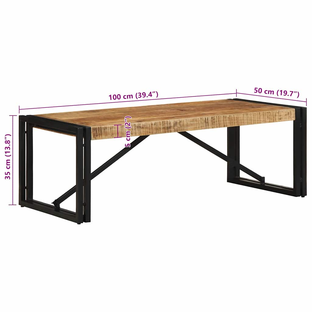 vidaXL Coffee Table 100x50x35 cm Solid Rough Wood Mango